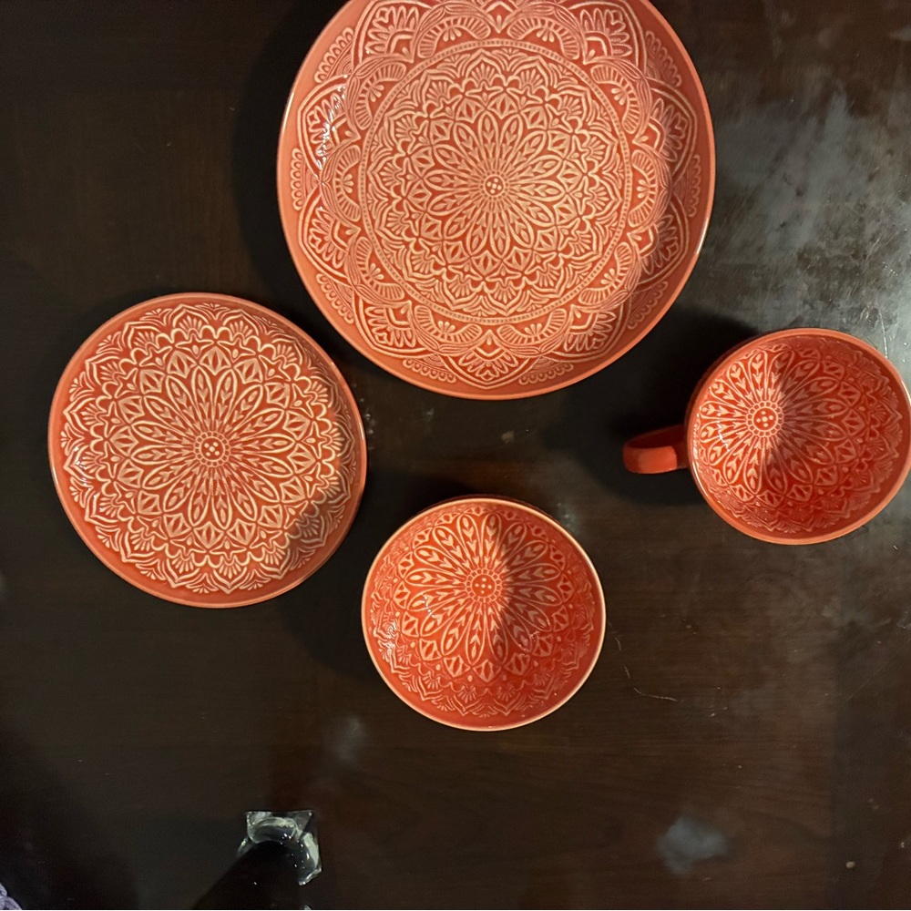 Terracotta Mandala Dinnerware Set